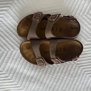Birkenstock Brown Double-Strap Kids Sandals with Buckles